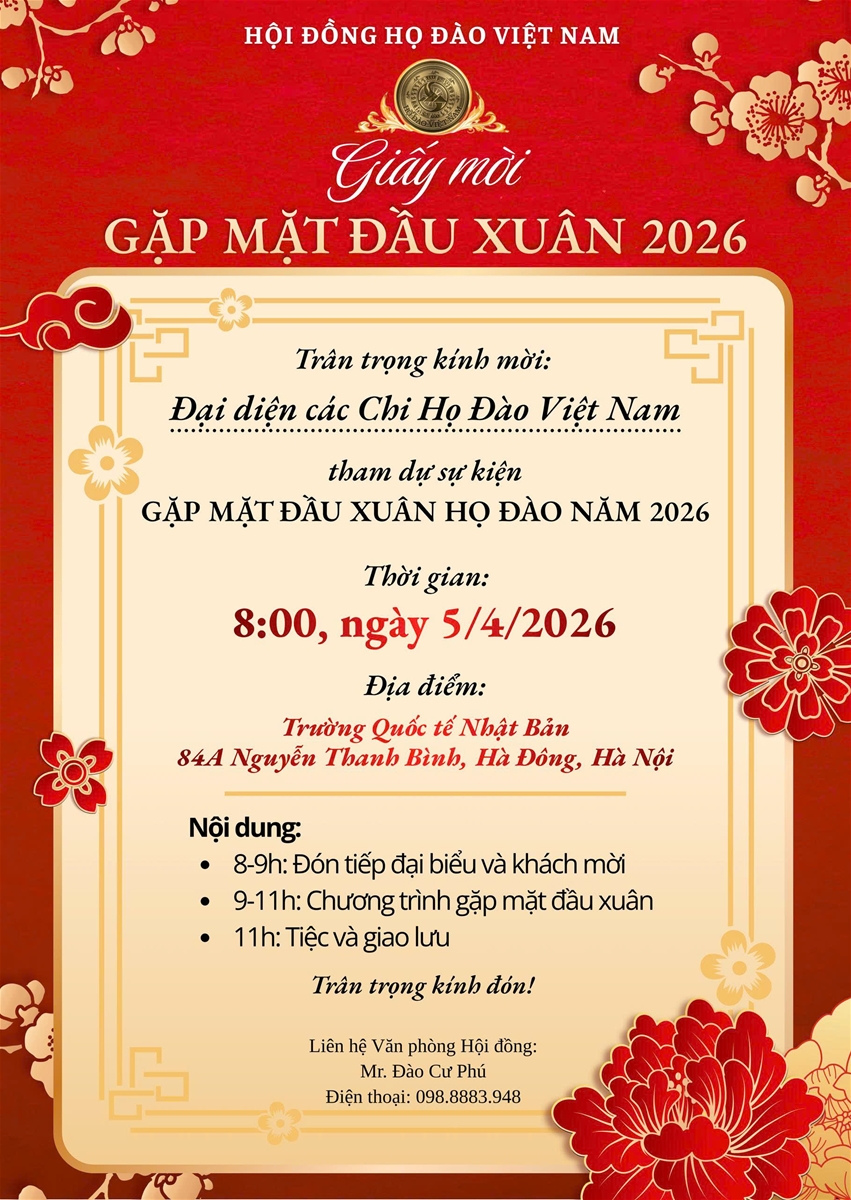 Kính gửi các Chi họ Đào trên toàn quốc